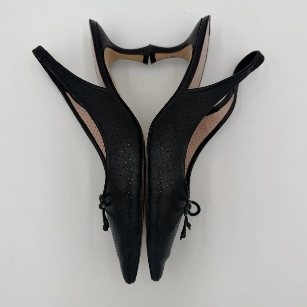 Kate Spade Veronica Black Slip On‎ Kitten Heel Sandals Women's 8.5 Slingback